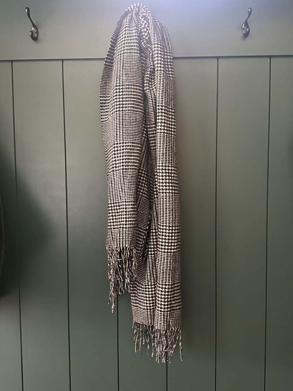 J.Crew Black and White Houndstooth Scarf Cape in Wool